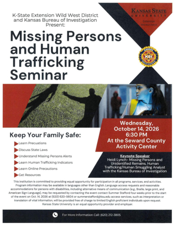 Community invited to Missing Persons and Human Trafficking seminar