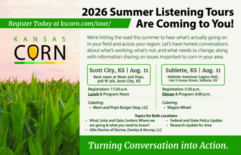 Kansas Corn Summer Listening Tour coming to Scott City, Sublette