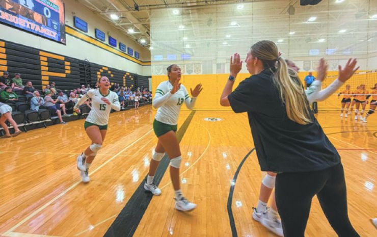 Lady Saints open volleyball season 2-2