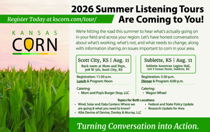 Kansas Corn Summer Listening Tour coming to Scott City, Sublette