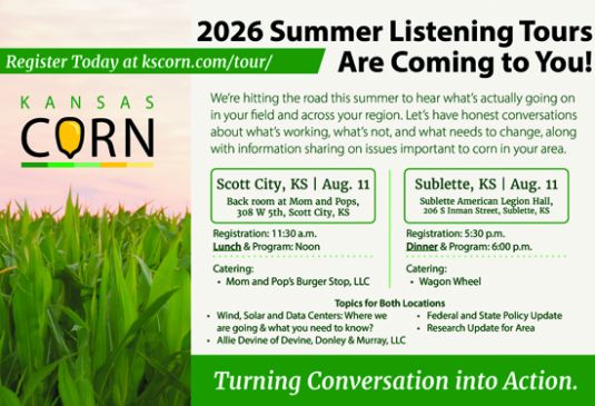Kansas Corn Summer Listening Tour coming to Scott City, Sublette